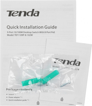 Коммутатор Tenda TEF1109P-8-102W (L2) 9x100Мбит/с 8PoE 92W неуправляемый от магазина РЭССИ