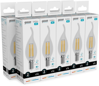 Лампа филам. Gauss Filament 8Вт цок.:E14 свеча св.свеч.бел.нейт. (упак.:10шт) (42128) от магазина РЭССИ