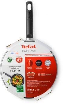 Сковорода Tefal Easy Plus 04237924 круглая 24см ручка несъемная (с крышкой) черный (9100054100) от магазина РЭССИ