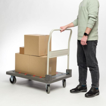 Платформенная тележка СТЕЛЛА-ТЕХНИК 900х610 со складной ручкой грузоподъемность 250 кг FW-250П от магазина РЭССИ