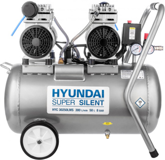 Компрессор поршневой Hyundai HYC 30250LMS безмасляный 300л/мин 50л 2000Вт серебристый/черный от магазина РЭССИ