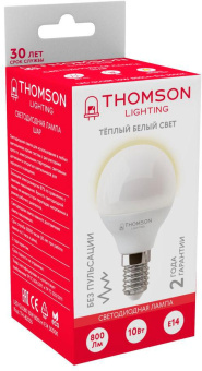 Лампа светодиодная Thomson TH-B2035 10Вт цок.:E14 шар 220B 3000K св.свеч.бел.теп. Globe (упак.:1шт) от магазина РЭССИ