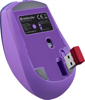 Мышь Defender Mystery MM-301 фиолетовый оптическая 1600dpi silent беспров. BT/Radio USB 5but (52301) от магазина РЭССИ