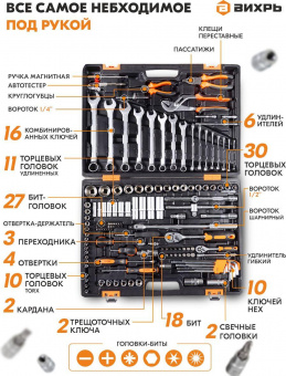 Набор инструментов Вихрь 73/6/7/9 151 предмет (жесткий кейс) от магазина РЭССИ