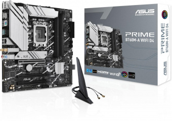Материнская плата Asus PRIME B760M-A WIFI D4 Soc-1700 Intel B760 4xDDR4 mATX AC`97 8ch(7.1) GbLAN RAID+HDMI+DP от магазина РЭССИ