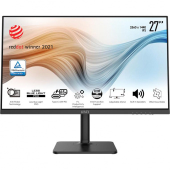 Монитор MSI 27" Modern MD272QP черный IPS LED 4ms 16:9 HDMI M/M матовая HAS Piv 250cd 178гр/178гр 2560x1440 75Hz DP 2K USB 4.2кг от магазина РЭССИ