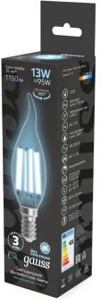 Лампа филам. Gauss Filament 13Вт цок.:E14 свеча св.свеч.бел.нейт. (упак.:10шт) (104801213) от магазина РЭССИ