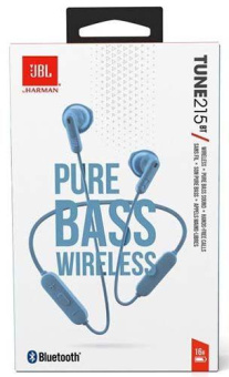 Гарнитура вкладыши JBL Tune 215BT синий беспроводные bluetooth шейный обод (JBLT215BTBLU) от магазина РЭССИ