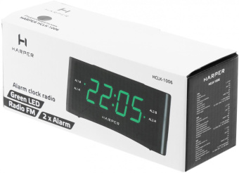 Радиобудильник Harper HCLK-1006 черный LED подсв:зеленая часы:цифровые AM/FM от магазина РЭССИ