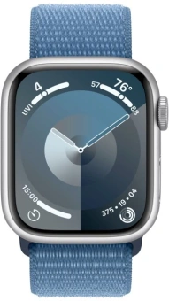 Смарт-часы Apple Watch Series 9 A2980 45мм OLED корп.серебристый Sport Loop рем.синий разм.брасл.:145-220мм (MR9F3LL/A) от магазина РЭССИ