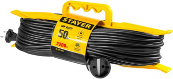 Удлинитель силовой Stayer 55018-50_z01 2x0.75кв.мм 1розет. 50м ПВС 10A пласт.рамка черный от магазина РЭССИ