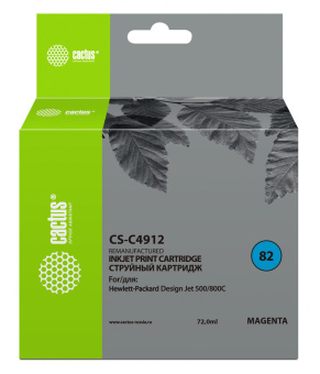 Картридж струйный Cactus CS-C4912 №82 пурпурный (72мл) для HP DJ 500/800C от магазина РЭССИ