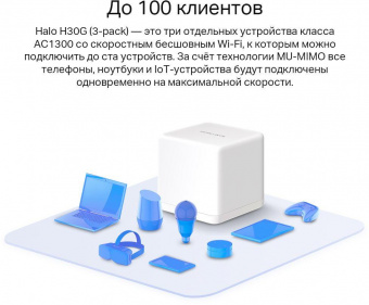 Бесшовный Mesh роутер Mercusys Halo H30G(3-pack) AC1300 10/100/1000BASE-TX белый (упак.:3шт) от магазина РЭССИ