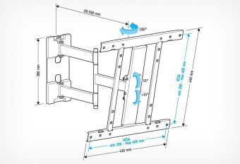 Кронштейн для телевизора Holder LCD-SU4601-B черный 26"-50" макс.35кг настенный поворот от магазина РЭССИ