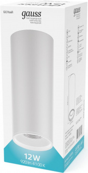 Светильник Gauss Overhead HD013 потолоч. 12Вт 4100K цв.св.:белый белый от магазина РЭССИ