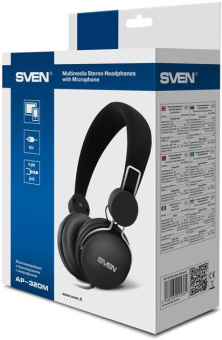 Гарнитура накладные Sven AP-320M 1.2м черный проводные оголовье (SV-015374) от магазина РЭССИ