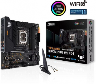 Материнская плата Asus TUF GAMING B660M-PLUS WIFI D4 Soc-1700 Intel B660 4xDDR4 mATX AC`97 8ch(7.1) 2.5Gg RAID+HDMI+DP от магазина РЭССИ