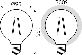 Лампа светодиодная Gauss Filament G95 6Вт цок.:E27 шар 220B 2400K св.свеч.бел.теп. (упак.:1шт) (105802006) от магазина РЭССИ