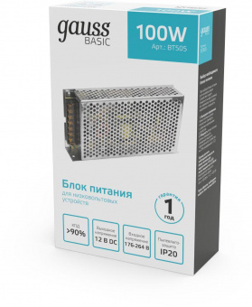 Блок питания Gauss Basic для лен.светод. серый (BT505) от магазина РЭССИ