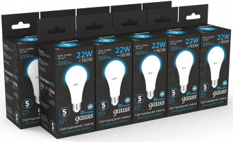 Лампа светодиодная Gauss 102502322 22Вт цок.:E27 груша 220B 6500K св.свеч.бел.хол. (упак.:1шт) от магазина РЭССИ