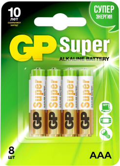 Батарея GP Super Alkaline 24A-2CR8 AAA (8шт) блистер от магазина РЭССИ