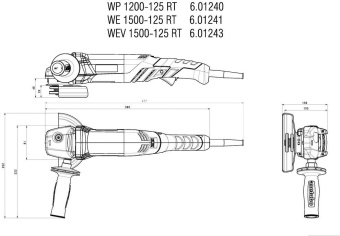 Углошлифовальная машина Metabo WEV 1500-125 RT 1500Вт 11000об/мин рез.шпин.:M14 d=125мм (601243000) от магазина РЭССИ