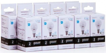 Лампа светодиодная Gauss Elementary 12Вт цок.:E14 шар 220B 4100K св.свеч.бел.ней. (упак.:10шт) (53122) от магазина РЭССИ