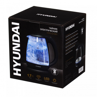 Чайник электрический Hyundai HYK-G1001 1.7л. 2200Вт черный (корпус: стекло) от магазина РЭССИ