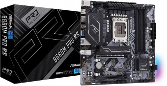 Материнская плата Asrock B660M PRO RS Soc-1700 Intel B660 4xDDR4 mATX AC`97 8ch(7.1) GbLAN RAID+HDMI+DP от магазина РЭССИ