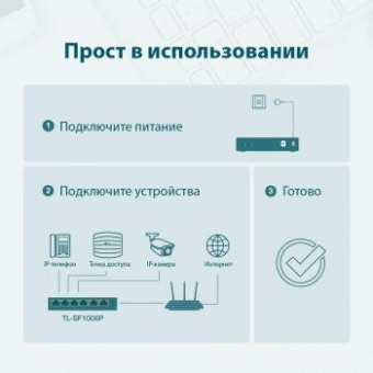 Коммутатор TP-Link TL-SF1006P 6x100Mb 4PoE+ 67W неуправляемый от магазина РЭССИ