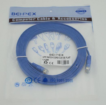 Патч-корд Flat cat5E molded 3м синий RJ-45 (m)-RJ-45 (m) от магазина РЭССИ