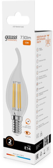 Лампа филам. Gauss Filament 12Вт цок.:E14 свеча св.свеч.бел.теп. (упак.:10шт) (42112) от магазина РЭССИ