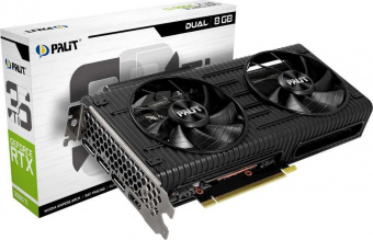 Видеокарта Palit PCI-E 4.0 PA-RTX3060Ti DUAL 8G V1 LHR NVIDIA GeForce RTX 3060Ti 8192Mb 256 GDDR6 1410/14000 HDMIx1 DPx3 HDCP Ret от магазина РЭССИ