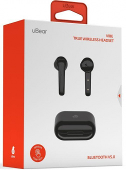 Гарнитура вкладыши uBear Vibe черный беспроводные bluetooth в ушной раковине (TW03BL01-BD) от магазина РЭССИ