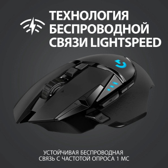 Мышь Logitech G502 Lightspeed черный оптическая 25600dpi беспров. USB 9but (910-005567) от магазина РЭССИ