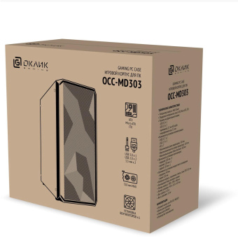 Корпус Оклик OCC-MD303 черный без БП ATX 6x120mm 2xUSB2.0 1xUSB3.0 audio bott PSU от магазина РЭССИ