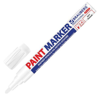 Лаковый маркер-краска BRAUBERG paint marker 4 мм белый нитро-основа professional plus 151444 от магазина РЭССИ