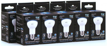 Лампа светодиодная Gauss R63 9Вт цок.:E27 рефлектор 220B 4100K св.свеч.бел.ней. (упак.:10шт) (106002209) от магазина РЭССИ