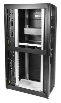 Шкаф серверный ЦМО (ШТК-СП-42.6.10-44АА-9005) напольный 42U 600x990мм пер.дв.перфор. задн.дв.перфор. 2 бок.пан. направл.под закл.гайки 1350кг черный 690мм 139кг 120град. 1950мм IP20 сталь с силовыми розетками укомплектованный от магазина РЭССИ
