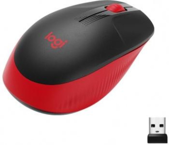 Мышь Logitech M190 черный/красный оптическая (1000dpi) беспроводная USB (2but) от магазина РЭССИ