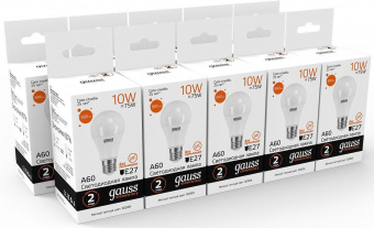 Лампа светодиодная Gauss Elementary 10Вт цок.:E27 груша 220B 4100K св.свеч.бел.ней. A60 (упак.:10шт) (23220) от магазина РЭССИ