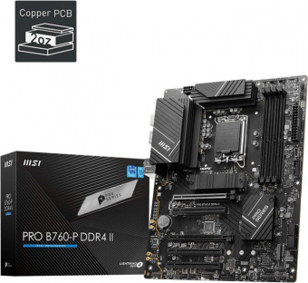 Материнская плата MSI PRO B760-P DDR4 II Soc-1700 Intel B760 4xDDR4 ATX AC`97 8ch(7.1) 2.5Gg+HDMI+DP от магазина РЭССИ