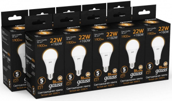Лампа светодиодная Gauss A70 22Вт цок.:E27 груша 220B 3000K св.свеч.бел.теп. (упак.:1шт) (102502122) от магазина РЭССИ
