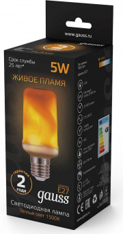 Лампа светодиодная Gauss 5Вт цок.:E27 свеча 220B 1500K св.свеч.бел.теп. (упак.:1шт) (157402105) от магазина РЭССИ