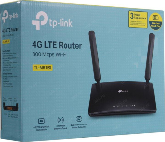 Роутер беспроводной TP-Link TL-MR150 N300 10/100BASE-TX/4G cat.4 черный от магазина РЭССИ