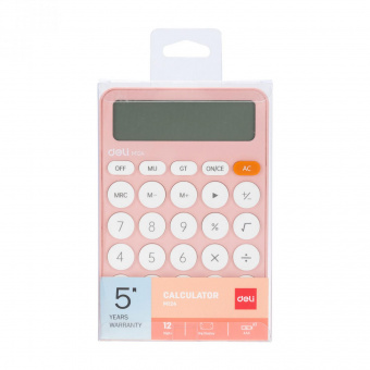 Калькулятор настольный Deli EM124PINK розовый 12-разр. от магазина РЭССИ