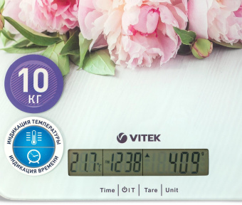 Весы кухонные электронные Vitek VT-2414 макс.вес:10кг белый/цветы от магазина РЭССИ