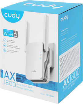 Повторитель беспроводного сигнала Cudy RE1800 AX1800 10/100/1000BASE-TX/Wi-Fi белый от магазина РЭССИ