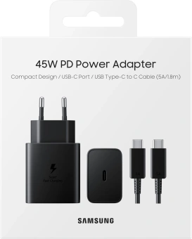Сетевое зар./устр. Samsung EP-T4510 45W 3A+2.25A (PD) USB Type-C черный (EP-T4510XBEGWW) от магазина РЭССИ