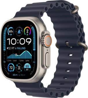 Смарт-часы Apple Watch Ultra 2 2024 A2986 49мм OLED корп.титан Ocean band рем.синий разм.брасл.:130-200мм (MX4D3FD/A) от магазина РЭССИ